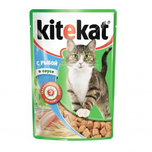 KiteKat влажный корм для кошек с рыбой в соусе, 85 г.